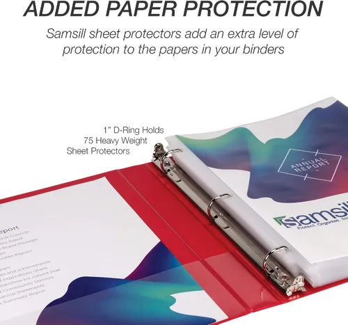 Miniatura 509 de Samsill - Carpeta duradera de 5 pulgadas, fabricada en los Estados Unidos, con anillos en D, transparente y personalizable, color blanco