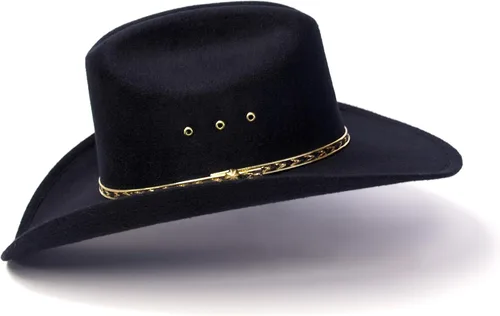 Miniatura 6 de Western Express Sombrero de vaquero con acabado de fieltro - Estilo ganadero con banda de sombrero dorado Sombreros de vaquero y vaquera