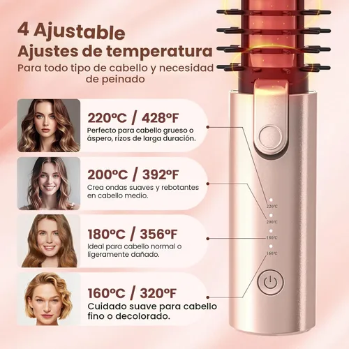 Miniatura 7 de Youbella Cepillo de rizador de pelo inalámbrico, rizador de pelo portátil de viaje, mini cepillo redondo calentado de 1.5 pulgadas, varita alisadora