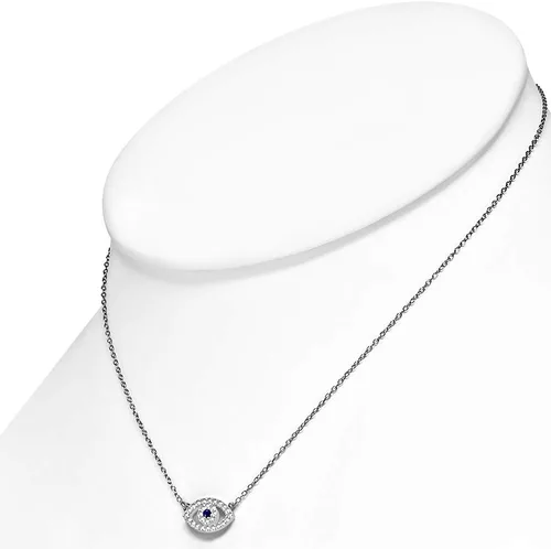 Miniatura 2 de Collar con colgante CZ mal de ojo azul blanco de plata de ley 925
