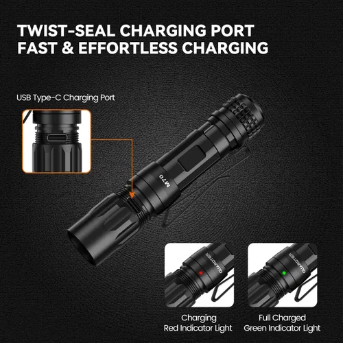 Miniatura 5 de Guardtier Linterna M70 EDC de 1100 lúmenes, luz de bolsillo recargable USB-C con clip, 5 modos de luz LED compacta para campamento, senderismo