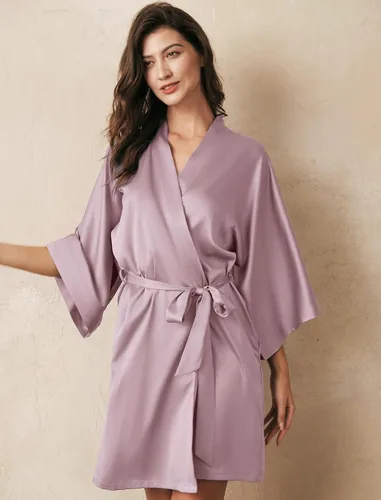 Miniatura 5 de AW BRIDAL - Bata estilo kimono de satén para mujer