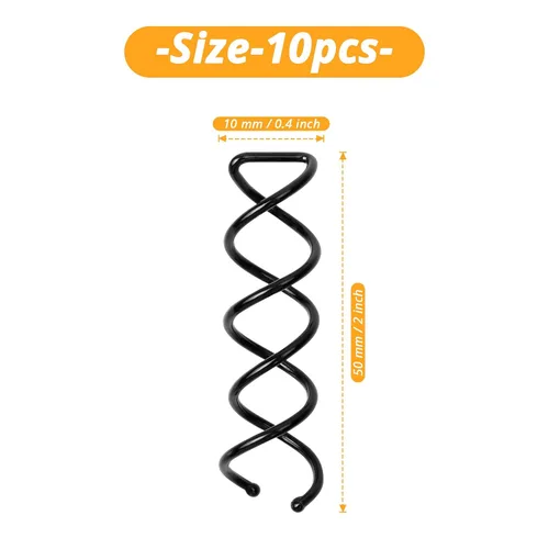 Miniatura 2 de Horquillas para el cabello en espiral (paquete de 10) – Diseño de sacacorchos duradero antiarañazos para peinados de moño sin esfuerzo – (negro)
