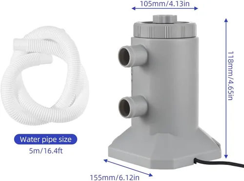 Miniatura 5 de Kavolet Bomba de filtro de piscina, bomba de filtro de cartucho para piscinas sobre el suelo 530 GPH 250L/H Tasa de flujo de bajo ruido mejorada