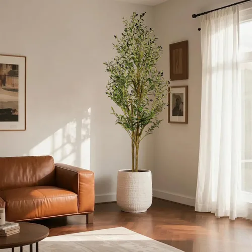Miniatura 10 de Árbol de higuera artificial de hoja de violín de 5 pies de alto, planta de higuera falsa para interiores, planta de ficus iyrata falsa que incluye