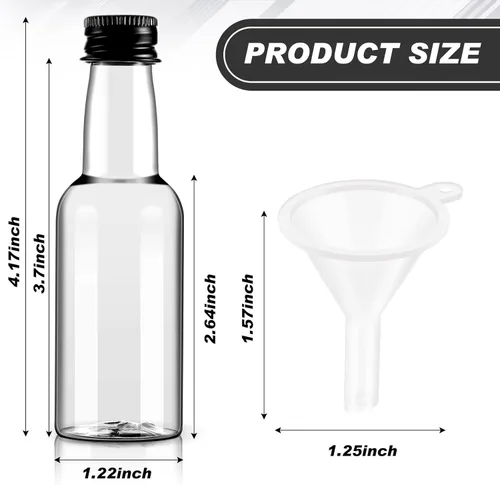 Miniatura 2 de Tessco 100 Piezas Botellas Pequeñas de Licor de Plástico Mini Botella de Aderezo para Ensalada Navidad Pequeños Chupitos de Alcohol con Tapa Vino