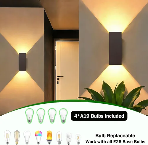Miniatura 5 de iYogaled Lámpara de pared al aire libre del atardecer al amanecer, lámpara de pared para patio, luces de porche de bronce aceitado para pared al
