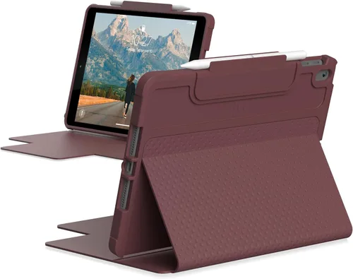 Funda [U] by UAG para iPad de 10.2 pulgadas Aubergine 9ª generación 2021, 8ª generación 2020, DOT, funda inteligente de folio delgada y ligera a
