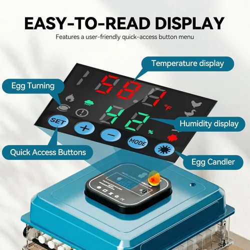 Miniatura 4 de Incubadoras para incubar huevos, incubadora digital de aves de corral con giro automático de huevos, pantalla de temperatura y humedad, 5 modos