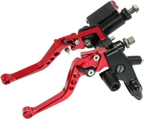 Miniatura 5 de Motocicleta 7/8 "0.866 in Manillar Freno Cilindro Maestro Palanca de Embrague CNC Izquierda y Derecha Juego Universal Compatible con Honda Kawasaki