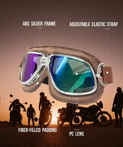 Miniatura 3 de CRG Sports goggle estilo vintage, aviador para motocicleta T11 - Clásico