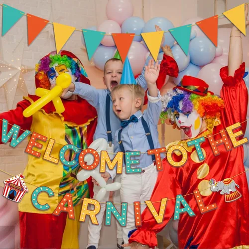 Miniatura 5 de Cartel de bienvenida al carnaval: decoraciones de fiesta temática de carnaval y circo, juegos y pancartas