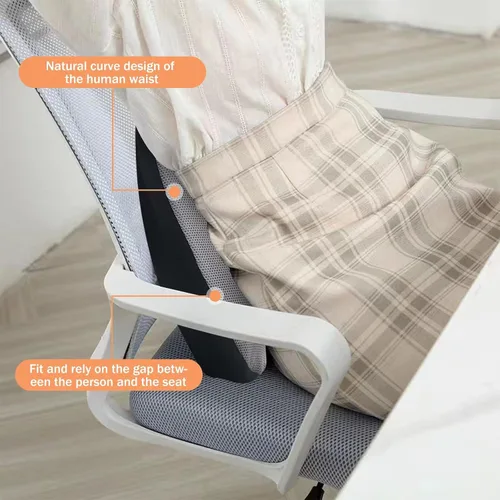Miniatura 3 de Almohada Lumbar Súper Cómoda, Almohada de Soporte Lumbar para Alivio del Dolor de Espalda con Correa Ajustable, 100% Espuma Viscoelástica y Funda