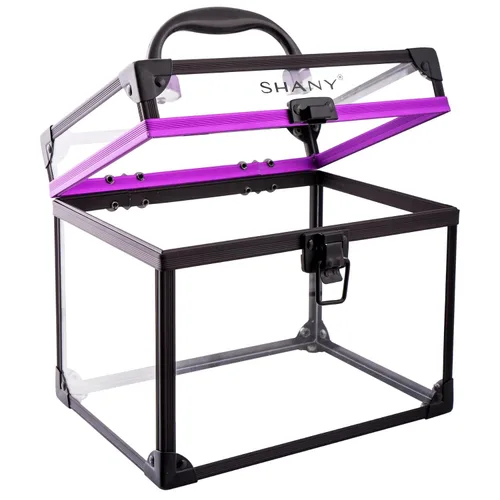 Miniatura 5 de SHANY Estuche transparente para cosméticos y artículos de tocador, organizador de maquillaje de viaje extra grande con cierre seguro y detalles negro
