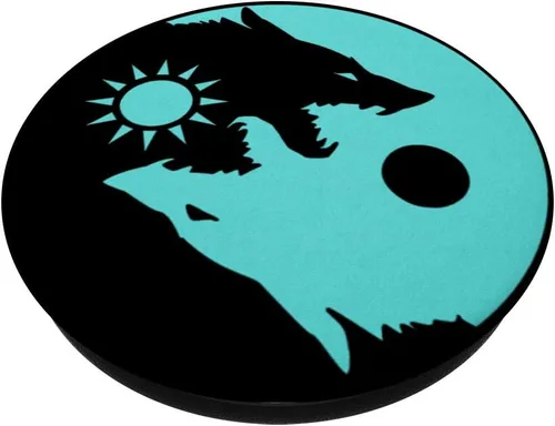 Miniatura 2 de Ying Yang Wolf, Turquoise, Sun Moon, Yin Yang Zen Dog Spirit - PopSockets Grip y soporte para teléfonos y tabletas