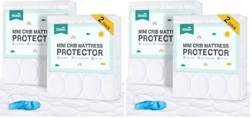 Miniatura 11 de Sábanas protectoras de colchón de cuna impermeables, paquete de 2, funda acolchada ajustable para colchón de cuna que se adapta a colchones de cama