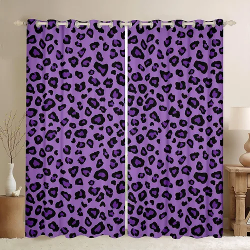 Miniatura 10 de Feelyou Cortinas de ventana de leopardo para decoración de dormitorio, cortina de guepardo africano, diseño de leopardo arcoíris, cortinas de Multi