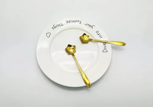Miniatura 3 de Cuchara de flores de acero inoxidable de 10 piezas, cucharas creativas de postre doradas, cucharas de café, agitadores de café, cuchara de té