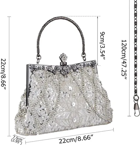Miniatura 6 de Bolsos de noche de los años 20 único lentejuelas rebordeado embrague monederos para cóctel boda fiesta baile