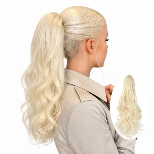 Miniatura 12 de Colas de caballo con clip para mujer, extensión de cola de caballo rizada de 18 pulgadas, 20 pulgadas, extensiones de cabello ondulado, color rubio