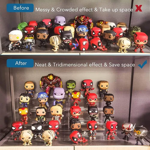 Miniatura 4 de Estante acrílico de 9 pulgadas para organizador de perfume en paquete de 3, 4 estantes Funko POP de 4 niveles, organizador de colonia, soporte