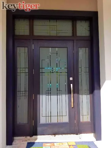 Miniatura 5 de Manijas de puerta de acero inoxidable de dos caras de 48 pulgadas, acabado de níquel cepillado, tiradores de puerta modernos para puertas de entrada