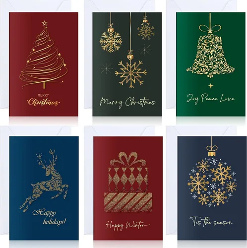 Miniatura 8 de Crtiin Juego de 240 Tarjetas de Navidad 2025 Tarjetas de Felicitación Navideñas con Sobres Calcomanías 6 Diseños Surtido a Granel 5.9 x 3.9 Pulgadas