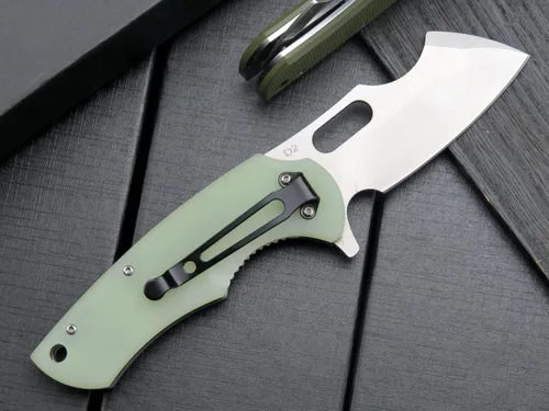 Miniatura 4 de Eafengrow Navajas de bolsillo D2 y mango G10, cuchillo plegable para acampar, mini cuchillo de bolsillo para exteriores, herramienta de Jade