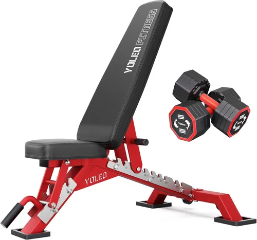 Miniatura 10 de YOLEO Banco de pesas ajustable comercial de 2315 libras con certificado ASTM, 80% premontado, banco de entrenamiento resistente para gimnasio