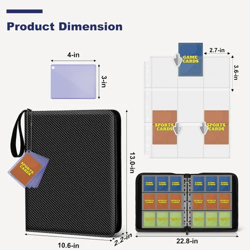 Miniatura 5 de Mlikero - Carpeta para tarjetas coleccionables con 720 bolsillos doble cara - Organizador de tarjetas con 9 bolsillos, compatible con MTG, JCC, Negro