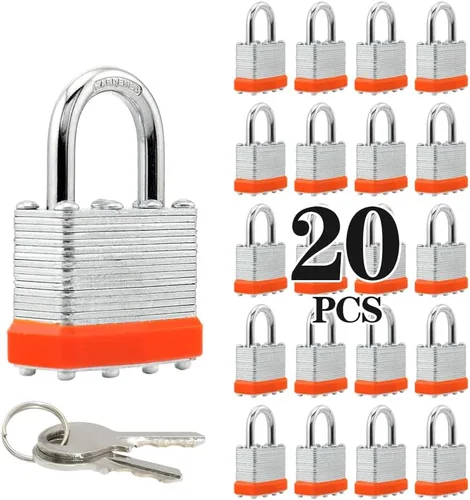 Miniatura 10 de ZonRo Candados con llave de acero laminado, cerraduras iguales con llave, 1-9/16 pulgadas de ancho, candados de grillete normal, paquete de 6, aro