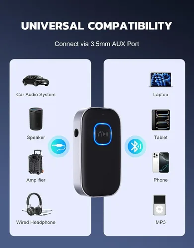 Miniatura 2 de COMSOON - Receptor Bluetooth 5.0 para auto, adaptador de auxiliar con cancelación de ruido, receptor de música para estéreo, audífonos con cable