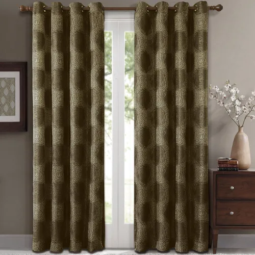 Miniatura 2 de Royal Hotel Bedding Lexington - Paneles de cortina de jacquard con ojales verdes, 2 paneles, 52 x 96 pulgadas cada uno