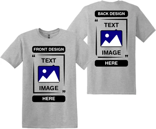 Gildan Camisetas personalizadas Camiseta unisex de cuello redondo Personaliza tu imagen, texto y foto Hombre, Mujer Adulto