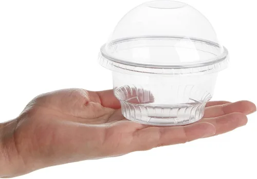 Miniatura 5 de Juvale Vasos de plástico con tapas, 5 onzas, transparentes, paquete de 50 unidades, tazas de postre y recipientes de helado con tapas de cúpula