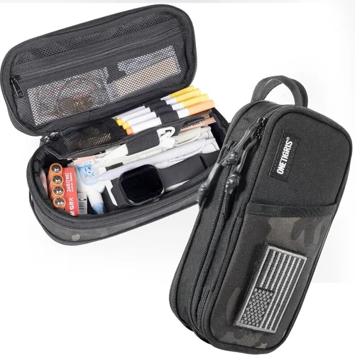 Miniatura 10 de ONETIGRIS Estuche para lápices para niños, estuche para niños, suministros de oficina, papelería, cremallera, multiranura, gran capacidad
