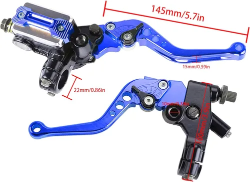 Miniatura 3 de Palanca universal de freno de motocicleta 7/8" 22mm, cilindro maestro de embrague y freno hidráulico, depósito, palanca izquierda y derecha