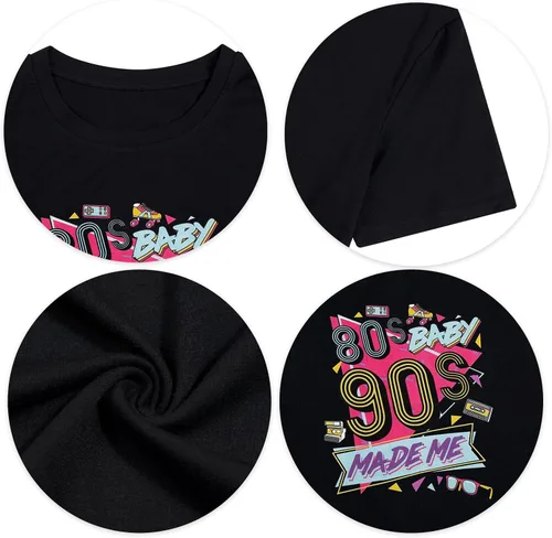 Miniatura 4 de FLOYU Camisa Made Me de los años 80 para mujer, camiseta de los años 90, traje vintage de los años 80 y 90, camisetas casuales de fiesta de los años