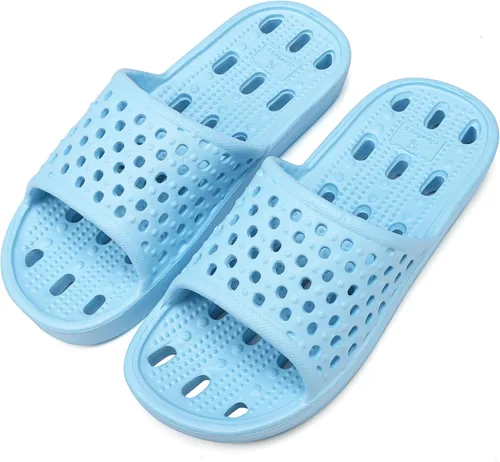 Miniatura 11 de clootess - Zapatos de ducha deslizantes para hombres y mujeres, sandalias de baño con agujeros, sandalias para piscina, gimnasio, dormitorio