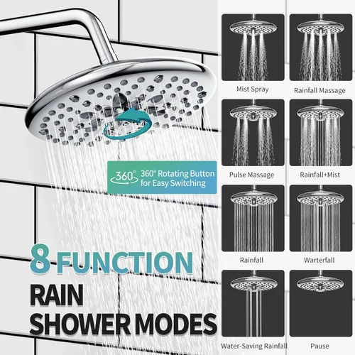 Miniatura 3 de SR SUN RISE Grifo de ducha – Sistema de cabezal de ducha multifuncional de alta presión de 10 pulgadas con accesorios de cabezal de ducha de mano
