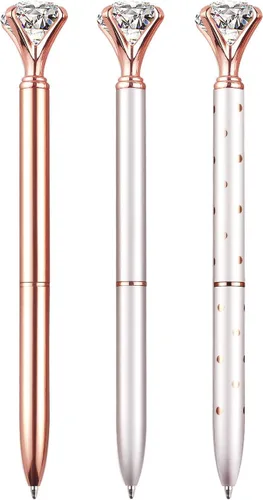 NNY 3 bolígrafos de metal con diamantes de cristal, bolígrafos de lujo, regalos para mujeres y niñas, Navidad, cumpleaños, escuela, oficina, incluye