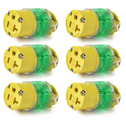 Miniatura 16 de 1 paquete de extremos de repuesto para cable de extensión de 20 amperios iluminados 120-125 voltios, NEMA 5-20R, 2 polos 3 cables, hoja recta