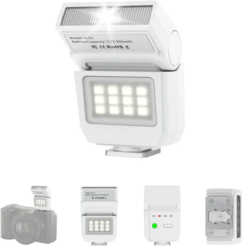 Miniatura 10 de ULANZI SL03 - Flash Speedlite Mini para Cámara con Luz de Vídeo para Principiantes Básico, GN8 6500K, Ángulo Ajustable de 90°, Compatible con DSLR
