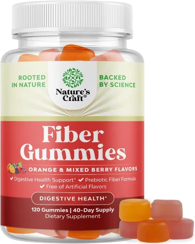 Miniatura 10 de Gomitas de fibra prebiótica sabrosas para adultos, suplemento alto en fibra, vitaminas para adultos con raíz de achicoria soluble en prebióticos