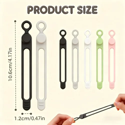 Miniatura 2 de Organizador de cables de silicona, bridas para cables, organizador de cables reutilizable, organizador de cables para agrupación y fijación