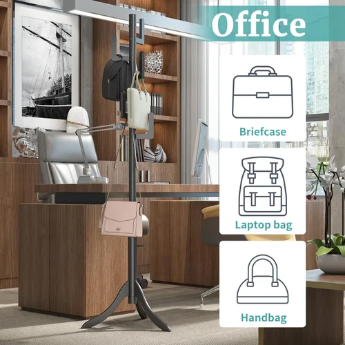 Miniatura 7 de Perchero negro independiente, árbol de bambú de cactus, soporte de madera de altura ajustable con 6 ganchos, perchero para niños, utilizado