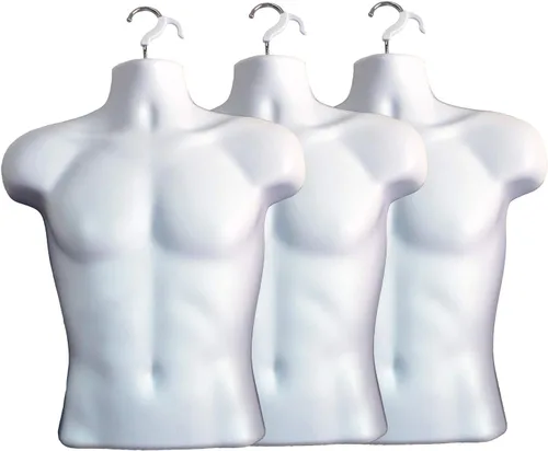 Miniatura 9 de Maniquí masculino con espalda hueca y cuerpo apilable con ganchos para colgar para exhibición de camisetas, encimera, ferias de manualidades, fotos