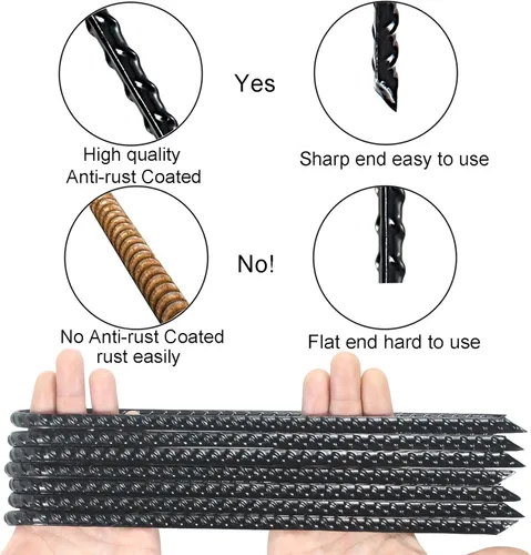 Miniatura 3 de Estacas de viento para cama elástica de 12 pulgadas, estacas resistentes en forma de U para suelo, kit de anclaje de amarre para trampolín