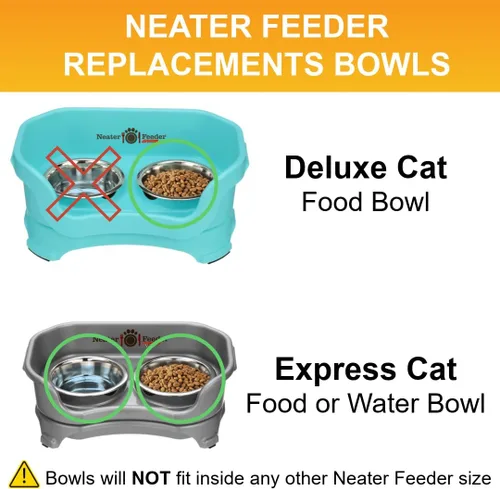 Miniatura 4 de Neater Pet Brands Cuencos de acero inoxidable poco profundos para gatos, 1 taza (8 onzas), 1 tazón de repuesto para comedero individual