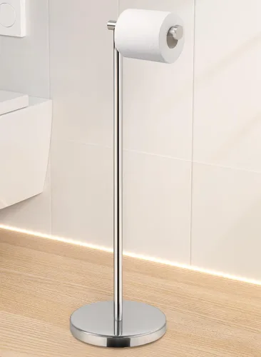 Miniatura 10 de KES Soporte de papel higiénico de 26 pulgadas de alto (versión más grande), soporte de rollo de papel higiénico independiente con base pesada